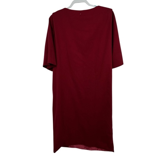 Vintage 1960s Handmade Couture Wool Dress Crimson Red w/ Black Frog Closures - Picture 9 of 13